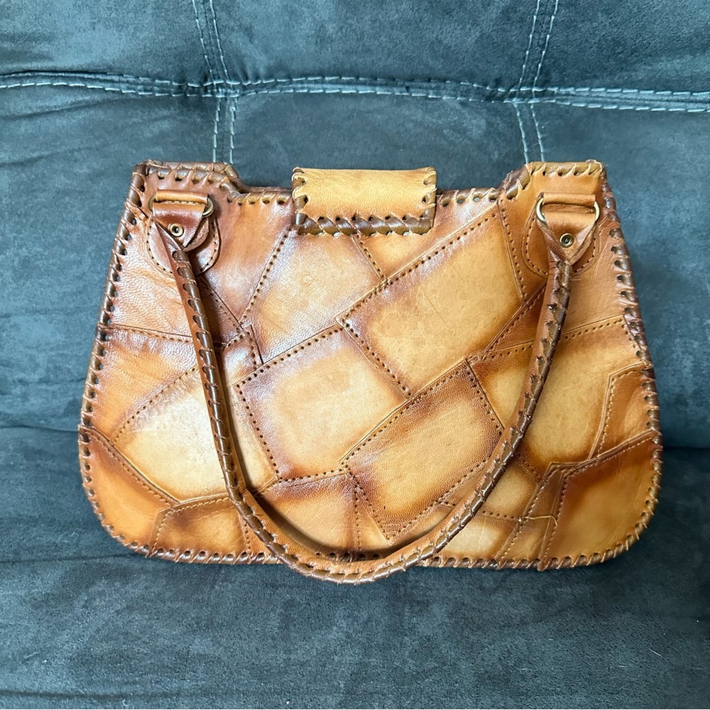 Authentic Leather Patchwork Handbag - image 4